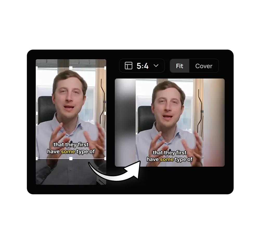 Changing the framing of a video clip in the BlitzClip editor