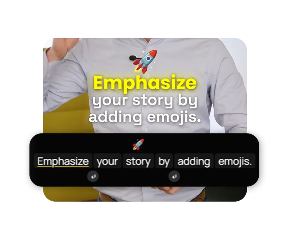 A preview of word highlights and emojis in BlitzClip